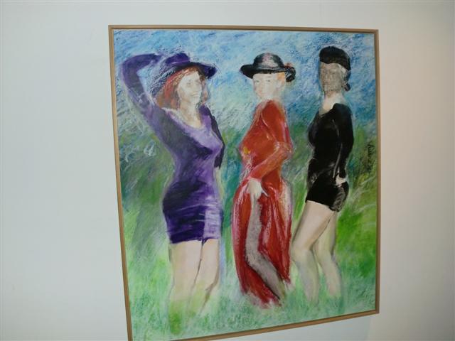 Fraai schilderij van/met links gastvrouw Marja, Freule van 't W.